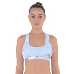 Blue Marble Print Cross Back Sports Bra by designsbymallika