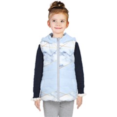 Blue Marble Print Kids  Hooded Puffer Vest by designsbymallika