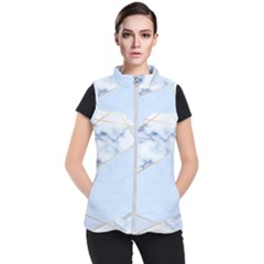 Blue Marble Print Women s Puffer Vest