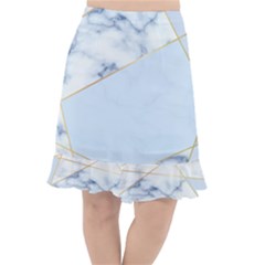 Blue Marble Print Fishtail Chiffon Skirt by designsbymallika