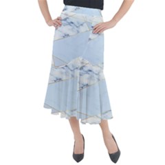 Blue Marble Print Midi Mermaid Skirt by designsbymallika