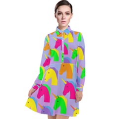 Unicorn Love Long Sleeve Chiffon Shirt Dress by designsbymallika