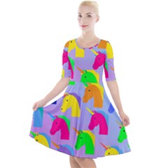 Unicorn Love Quarter Sleeve A-line Dress by designsbymallika