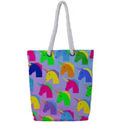 Unicorn Love Full Print Rope Handle Tote (small) by designsbymallika