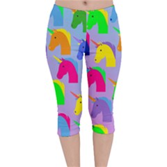 Unicorn Love Velvet Capri Leggings  by designsbymallika