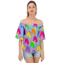 Unicorn Love Off Shoulder Short Sleeve Top by designsbymallika