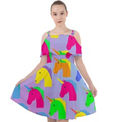 Unicorn Love Cut Out Shoulders Chiffon Dress by designsbymallika