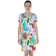 Doodle Pattern Short Sleeve Nightdress by designsbymallika