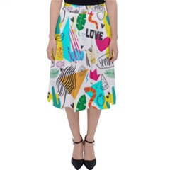 Doodle Pattern Classic Midi Skirt by designsbymallika