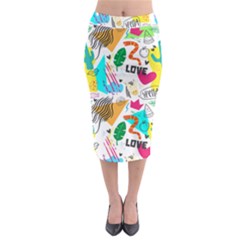 Doodle Pattern Midi Pencil Skirt by designsbymallika