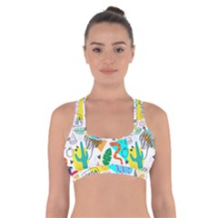 Doodle Pattern Cross Back Sports Bra by designsbymallika