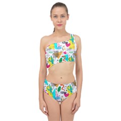 Doodle Pattern Spliced Up Two Piece Swimsuit by designsbymallika