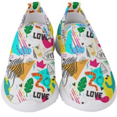 Doodle Pattern Kids  Slip On Sneakers by designsbymallika