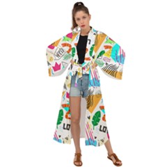 Doodle Pattern Maxi Kimono by designsbymallika