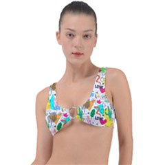 Doodle Pattern Ring Detail Bikini Top