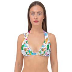 Doodle Pattern Double Strap Halter Bikini Top