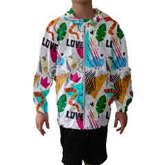 Doodle Pattern Kids  Hooded Windbreaker by designsbymallika