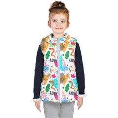 Doodle Pattern Kids  Hooded Puffer Vest by designsbymallika