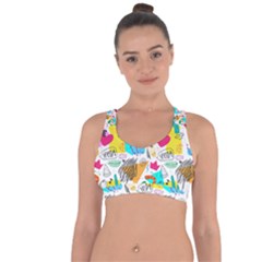 Doodle Pattern Cross String Back Sports Bra by designsbymallika