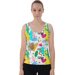 Doodle Pattern Velvet Tank Top by designsbymallika