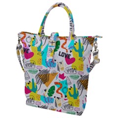 Doodle Pattern Buckle Top Tote Bag by designsbymallika