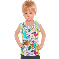 Doodle Pattern Kids  Sport Tank Top