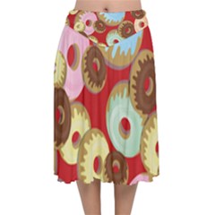 Donut  Velvet Flared Midi Skirt by designsbymallika