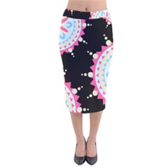 Madala Pattern Velvet Midi Pencil Skirt by designsbymallika