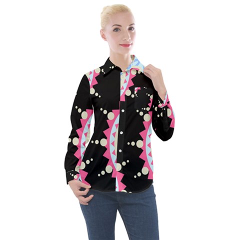 Madala Pattern Women s Long Sleeve Pocket Shirt by designsbymallika