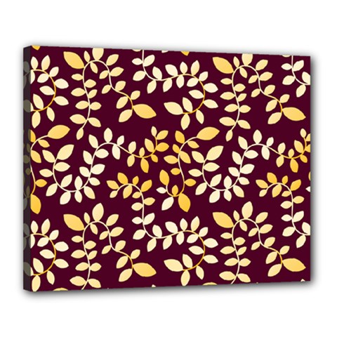 Golden Leaf Pattern Canvas 20  X 16  (stretched) by designsbymallika