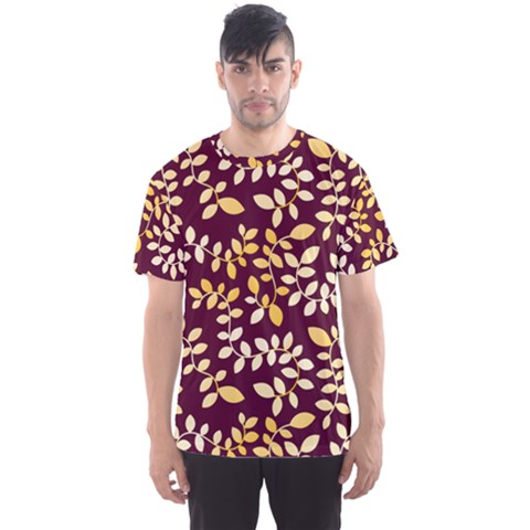 Golden Leaf Pattern Men s Sports Mesh Tee by designsbymallika