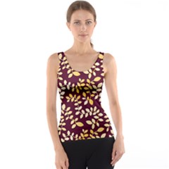 Golden Leaf Pattern Tank Top by designsbymallika