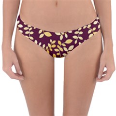 Golden Leaf Pattern Reversible Hipster Bikini Bottoms by designsbymallika