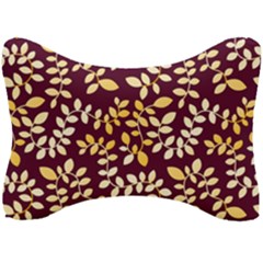 Golden Leaf Pattern Seat Head Rest Cushion by designsbymallika