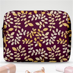 Golden Leaf Pattern Make Up Pouch (large) by designsbymallika