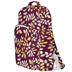 Golden Leaf Pattern Double Compartment Backpack by designsbymallika