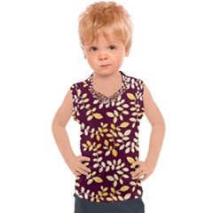 Golden Leaf Pattern Kids  Sport Tank Top