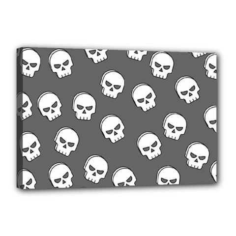 White Skull Pattern Canvas 18  X 12  (stretched) by designsbymallika