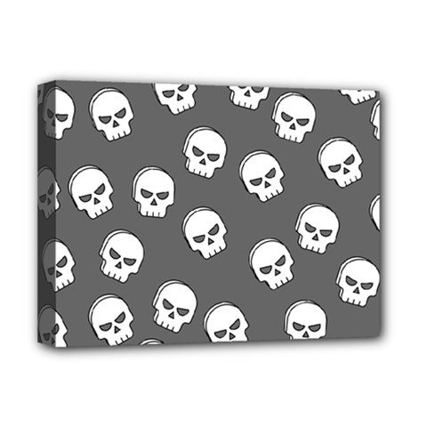 White Skull Pattern Deluxe Canvas 16  X 12  (stretched)  by designsbymallika