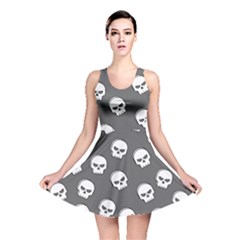 White Skull Pattern Reversible Skater Dress by designsbymallika