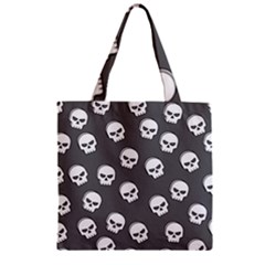 White Skull Pattern Zipper Grocery Tote Bag by designsbymallika