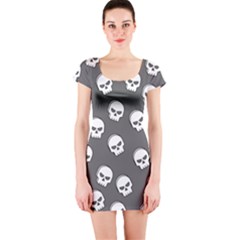 White Skull Pattern Short Sleeve Bodycon Dress by designsbymallika