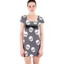 WHITE SKULL PATTERN Short Sleeve Bodycon Dress View1