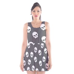 White Skull Pattern Scoop Neck Skater Dress by designsbymallika