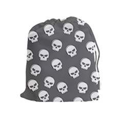 White Skull Pattern Drawstring Pouch (xl) by designsbymallika