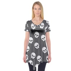 White Skull Pattern Short Sleeve Tunic  by designsbymallika