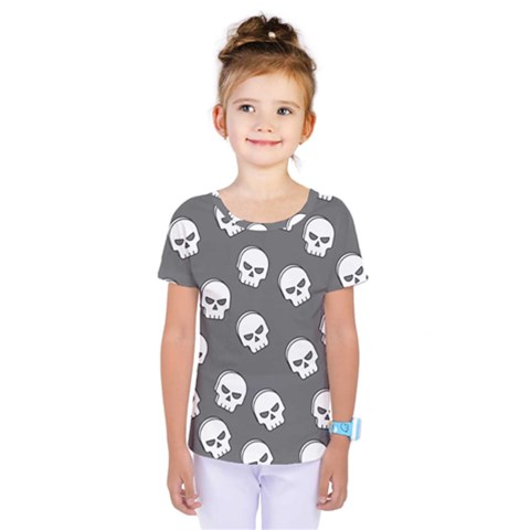 White Skull Pattern Kids  One Piece Tee by designsbymallika