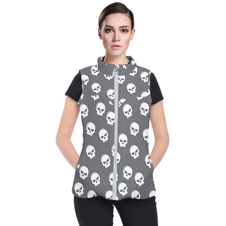 WHITE SKULL PATTERN Women s Puffer Vest