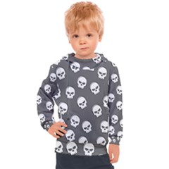 White Skull Pattern Kids  Hooded Pullover