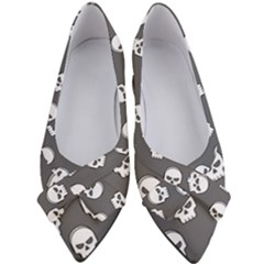 White Skull Pattern Women s Bow Heels